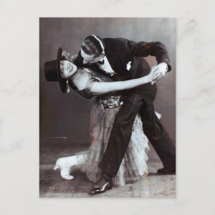 Romantic Ballroom Dancing Duo Vintage Photograph Vykort