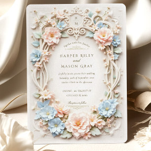 Romantic Baroque Bröllop med Blommigt accents Inbjudningar