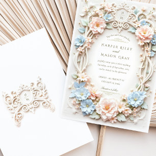 Romantic Baroque Bröllop med Blommigt accents Inbjudningar