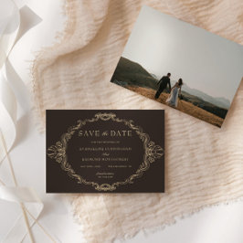 Romantic Baroque Ornate Frame Dark Brown Photo Spara Datumet