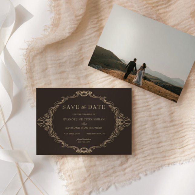 Romantic Baroque Ornate Frame Dark Brown Photo Spara Datumet (Skapare uppladdad)