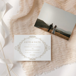 Romantic Baroque Ornate Frame Photo Spara Datumet