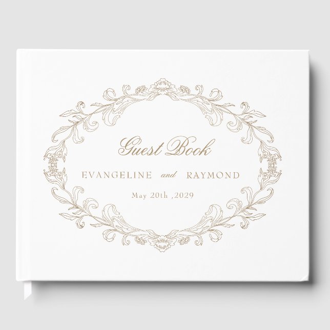 Romantic Baroque Ornate Frame Wedding Gästböcker (Framsida)