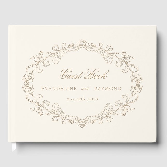 Romantic Baroque Ornate Frame Wedding Gästböcker (Framsida)
