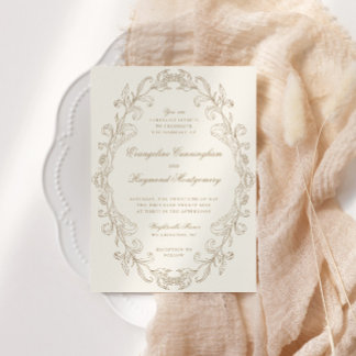 Romantic Baroque Ornate Frame Wedding Inbjudningar