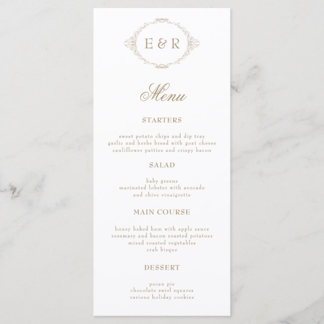 Romantic Baroque Ornate Frame Wedding Invitation Meny (Framsida)