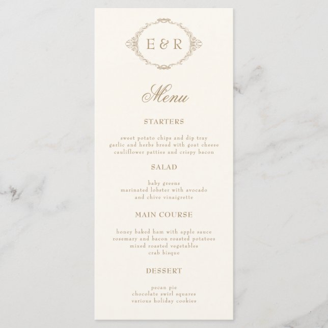 Romantic Baroque Ornate Frame Wedding Invitation Meny (Framsida)