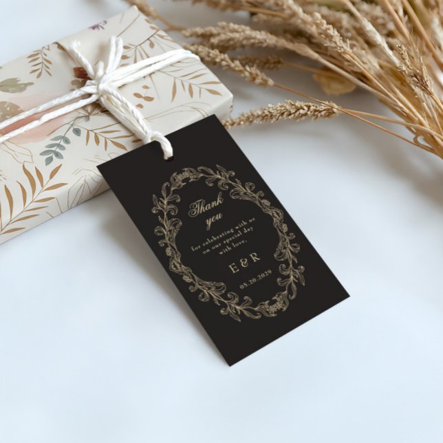 Romantic Baroque Ornate Frame Wedding Presentetikett (Skapare uppladdad)