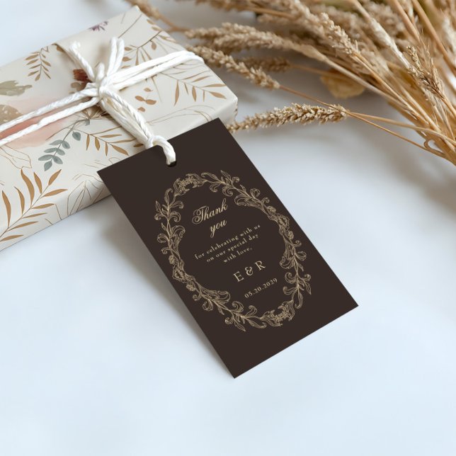 Romantic Baroque Ornate Frame Wedding Presentetikett (Skapare uppladdad)