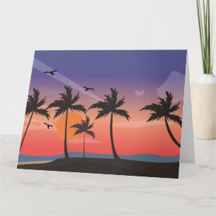 ROMANTIC BEACH HANDFLATAN TRÄD BLANK-gratulationsk Kort