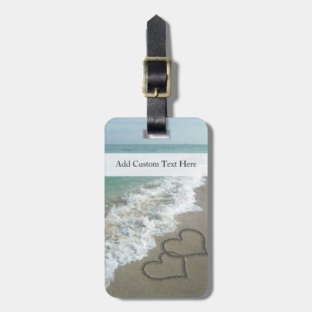 Romantic Beach Hearts Bagagebricka (Vertikal Framsida)