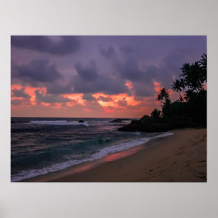Romantic Beach vid Dusk Poster