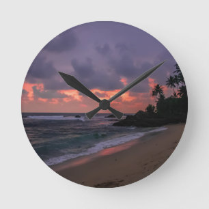 Romantic Beach vid Dusk Rund Klocka