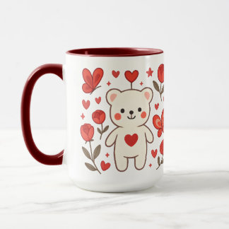Romantic Bear Heart Ceramic Mug Mugg