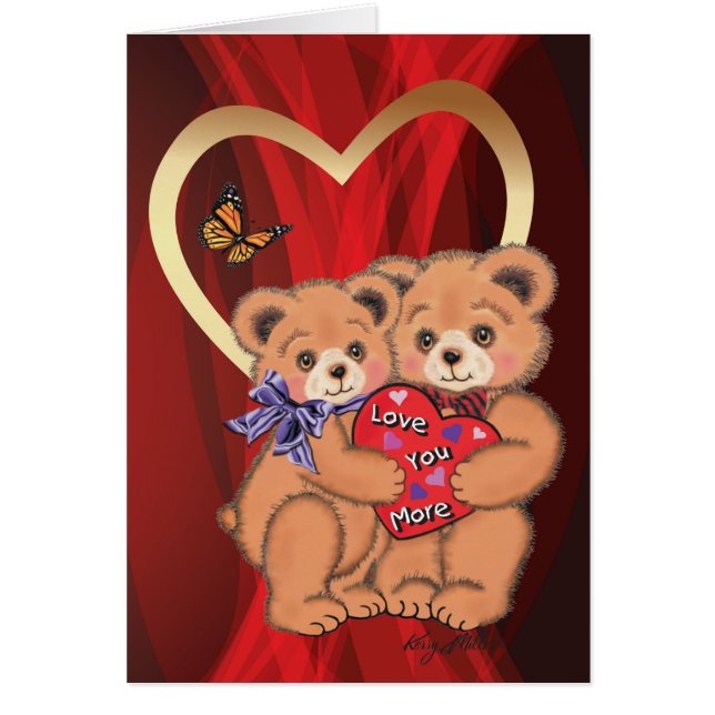 Romantic Bear Valentine Hälsningskort (Framsidan)