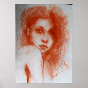 ROMANTIC BEAUTY/Woman Porträtt i Sepia Brown Poster