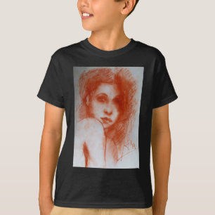 ROMANTIC BEAUTY/Woman Porträtt i Sepia Brown Tee Shirt