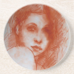 ROMANTIC BEAUTY/Woman Porträtt i Sepia Brown Underlägg Sandsten