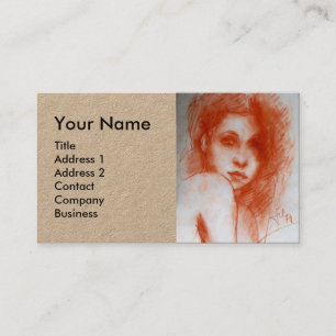 ROMANTIC BEAUTY Woman Porträtt Sepia Brown Kraft Visitkort