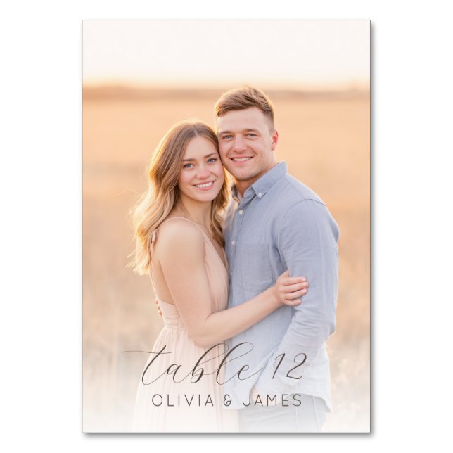 Romantic Beige Blue Photo Bordsnummer (Baksidan)