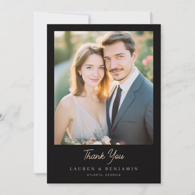 Romantic Beige Elegant Photo Tack Kort (Framsida)