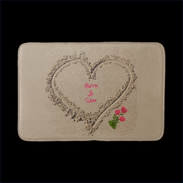 Romantic Beige Heart i Sand Badrumsmatta (Bookmark my store! https://www.zazzle.com/store/capricepetit)