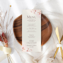 Romantic Beige och Rosa ros Bröllop Menu Meny
