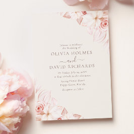 Romantic Beige och Rosa ros bröllopsinbjudan Inbjudningar