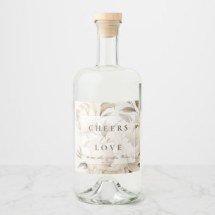 Romantic Beige Peonies Blommigt Vintage Fall Wedd Spritflaskor Etikett