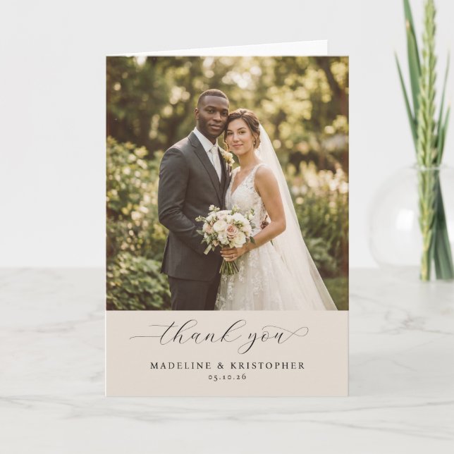Romantic Beige Photo Tack Kort (Framsida)