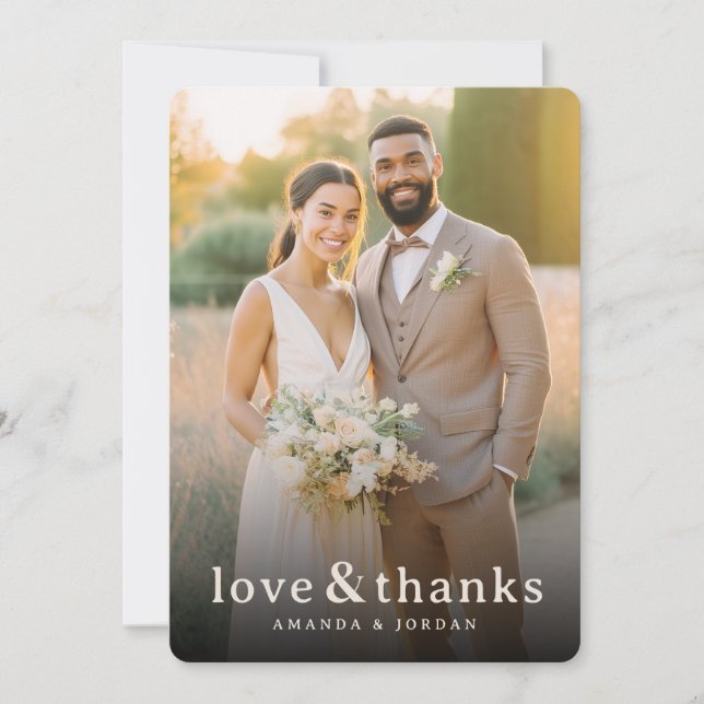 Romantic Beige Photo Tack Kort (Framsida)