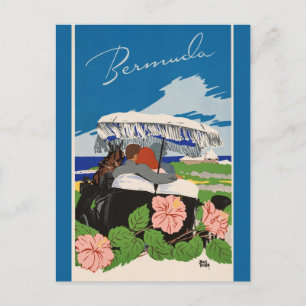 Romantic Bermuda retro vintage resor ad Vykort