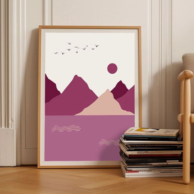 Romantic Berry Abstract Art Mountains Sunset Emoti Poster (Skapare uppladdad)