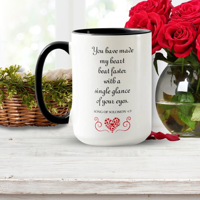 Romantic 💌 Bible Verse Sång of Solomon Quote Mugg (Heart Beat Faster | Romantic Bible Verse Quote Mug)