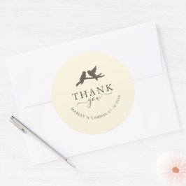 Romantic Birds Classic Wedding Thank You Runt Klistermärke