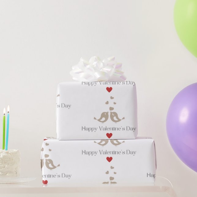 Romantic Birds Valentine's Day, Cute Love Gift Presentpapper (Festgåvor)