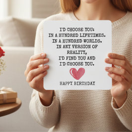 Romantic Birthday Card for Wife – I’d Choose You Julkort