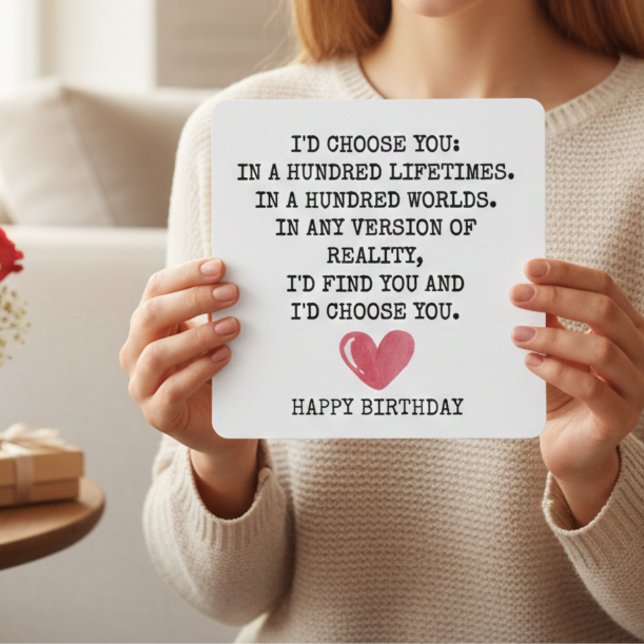 Romantic Birthday Card for Wife – I’d Choose You  Julkort (Romantic Birthday Love Card “I’d Choose You in 100 Lifetimes” Heartfelt Husband Card)