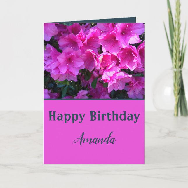 Romantic Birthday Önskemål för hennes rosa blommig Kort (Framsida)