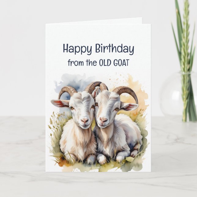 Romantic Birthday Önskemål från Gamla Goat Kort (Framsida)