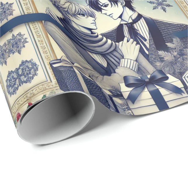Romantic BL Manga Christmas Wrapping Paper Presentpapper (Rullad Hörn)