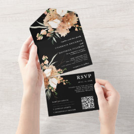Romantic Black and White QR-kod Bröllop