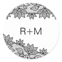 Romantic Black and White Snöre Bröllop Monogram