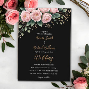 Romantic Black Blommigt Mörk Fall Flowers Bröllop Inbjudningar