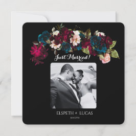 Romantic Black, Burgundy och Teal Blommigt Bröllop Meddelande