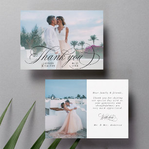 Romantic Black Calligraphy 2 Photo Bröllop Tack Kort