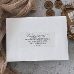 Romantic Black Calligraphy Guest Adressetiketters Klistermärken<br><div class="desc">De romantiska adressetiketterna för svart kalligrafi i bröllop är perfekt för ett enkelt bröllop. Den moderna klassiska designen har finare-snurrar och vitaktiga blomningar med en elegant elegant, handskriven typografi. Anpassa varje etikett med gästernas namn och adress. 21 etiketter per lakan. Lägg till varje lakan som du behöver i din vagn...</div>