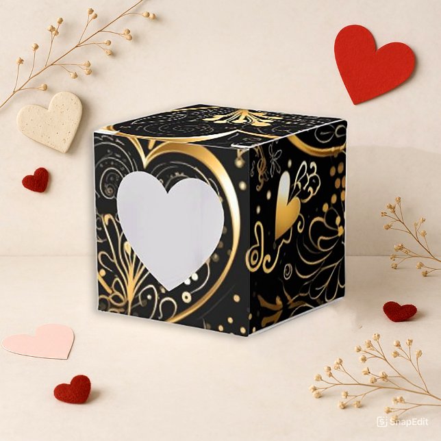 Romantic Black Gold Heart Valentine Presentaskar (Skapare uppladdad)