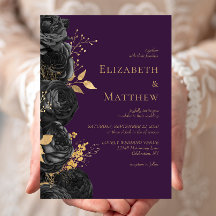 Romantic Black Guld Blommigt Lila Bröllop