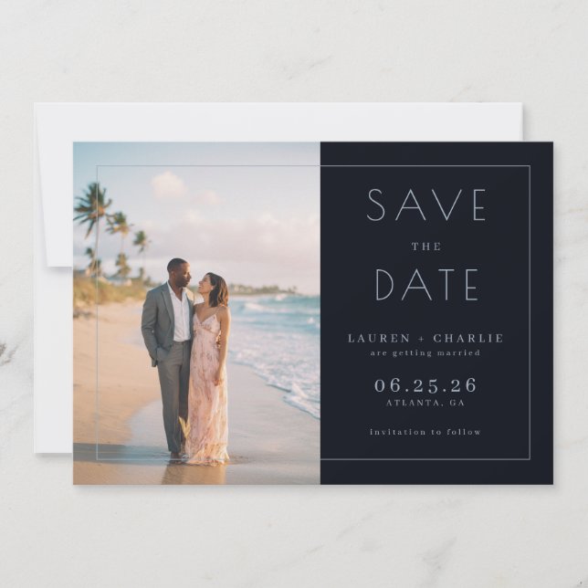 Romantic Black Minimalist Photo Spara Datumet (Framsida)